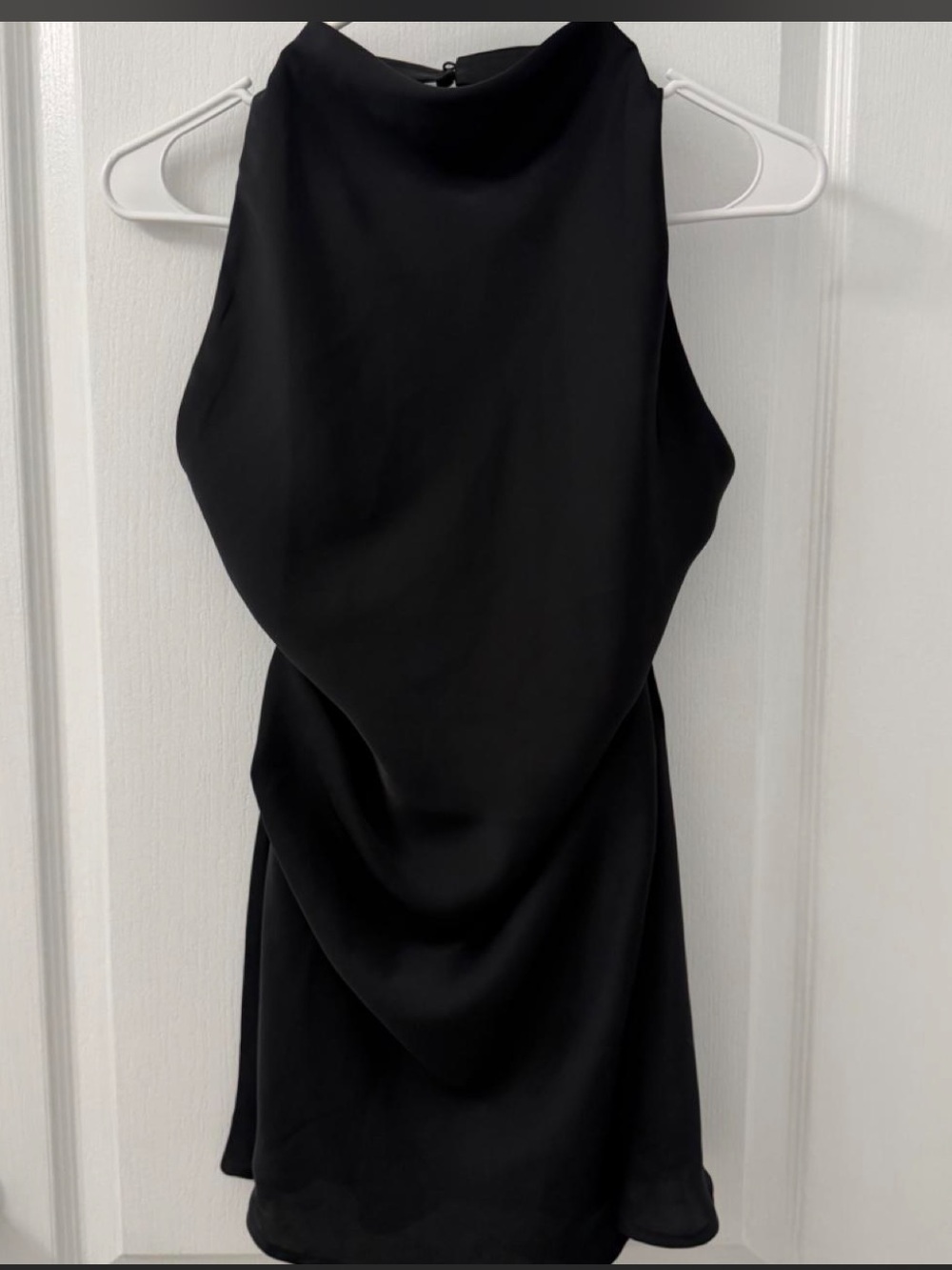 Aritzia Satin Audience Black Draped Mini Dress